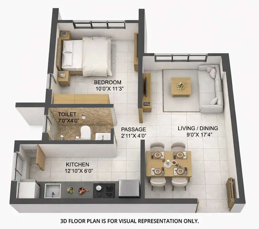 Floor plan for 1 BHK