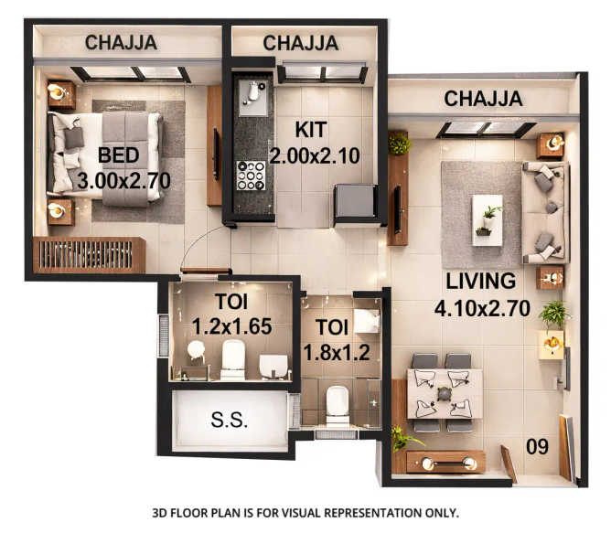 Bhagwati Bellavista II Ulwe - Floor plan 1 BHK 336 Sq.ft