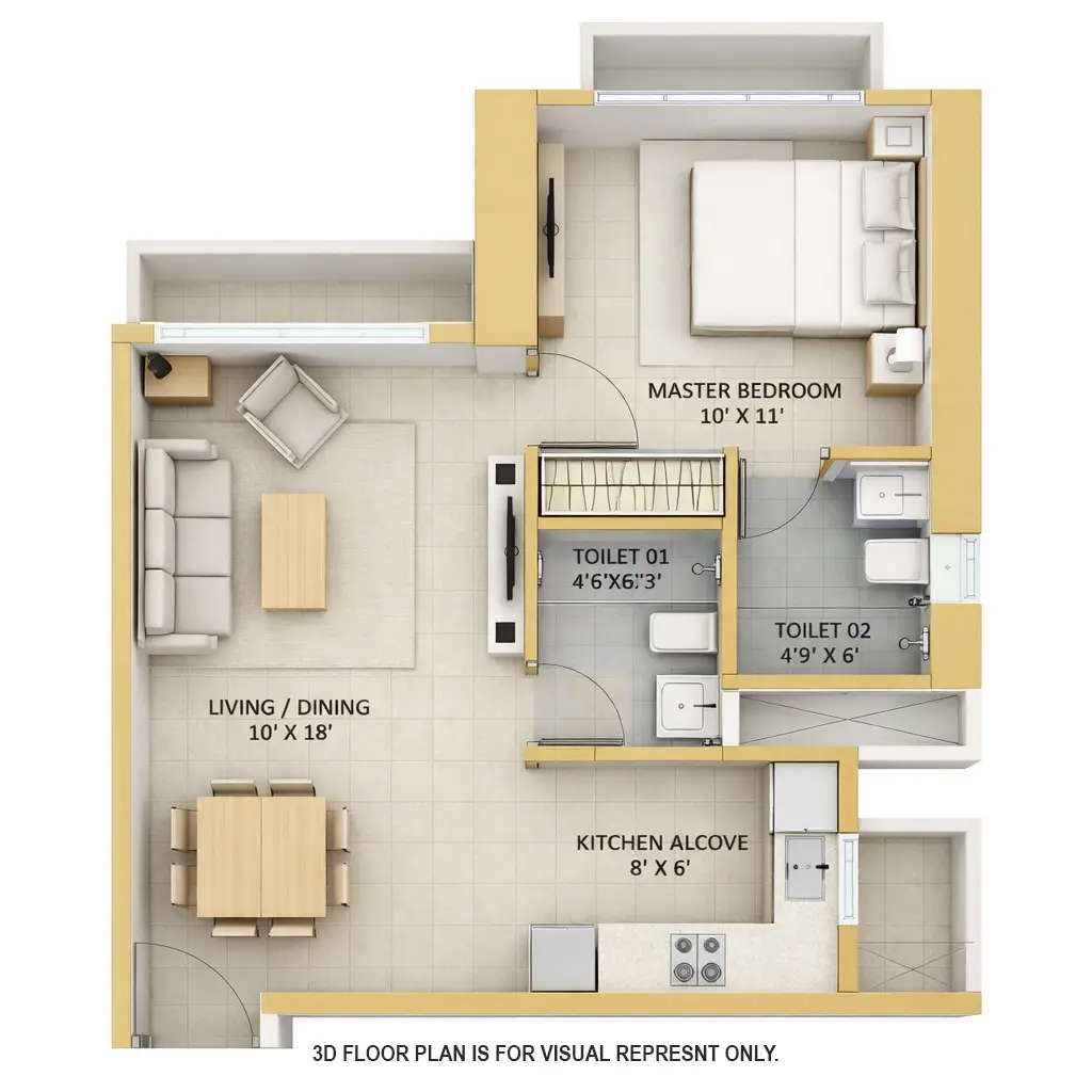 Floor plan for 1 BHK