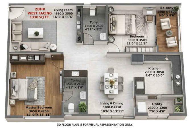 Abhee Silicon Shine Mullur - Floor plan 2 BHK 1330 Sq.ft