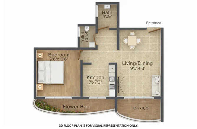 Sai Wonder Kharghar - Floor plan 1 BHK 690 Sq.ft