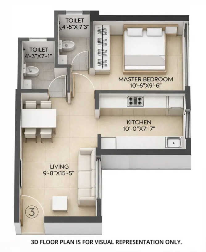 Ajmera Solis Vikhroli - Floor plan 1 BHK 400 Sq.ft