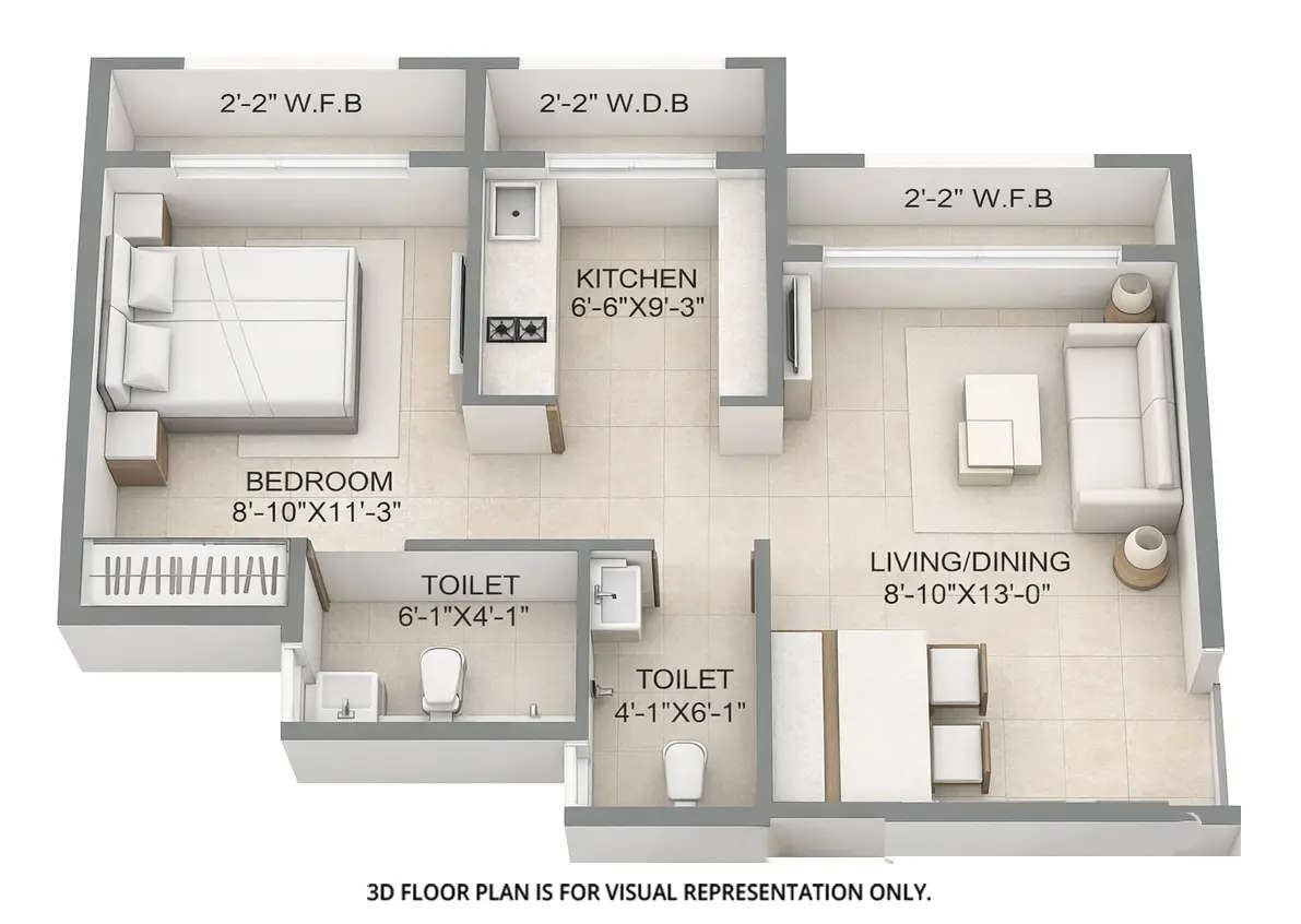 Floor plan for 1 BHK