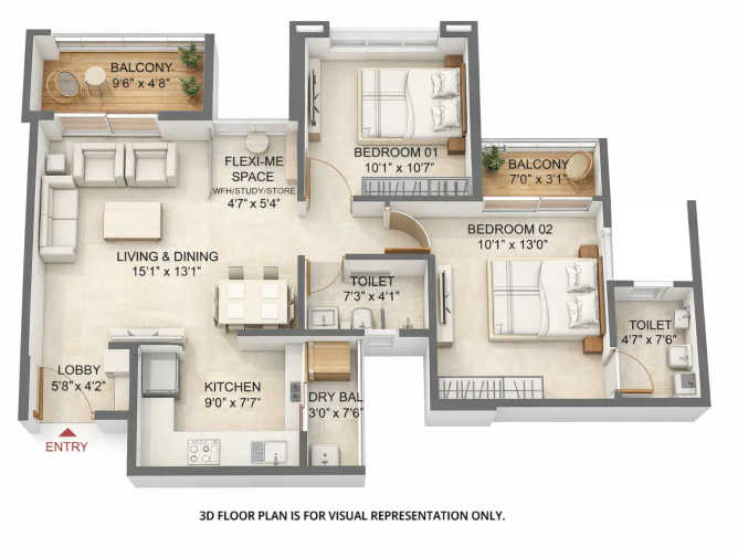 Saheel Landmarc Hinjewadi - Floor plan 2 BHK 734 Sq.ft