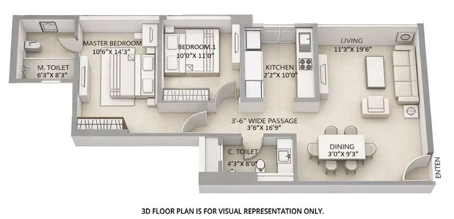 Floor plan for 2 BHK