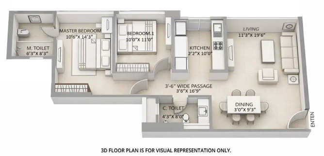 Sheth 72 West Andheri - Floor plan 2 BHK 783 Sq.ft