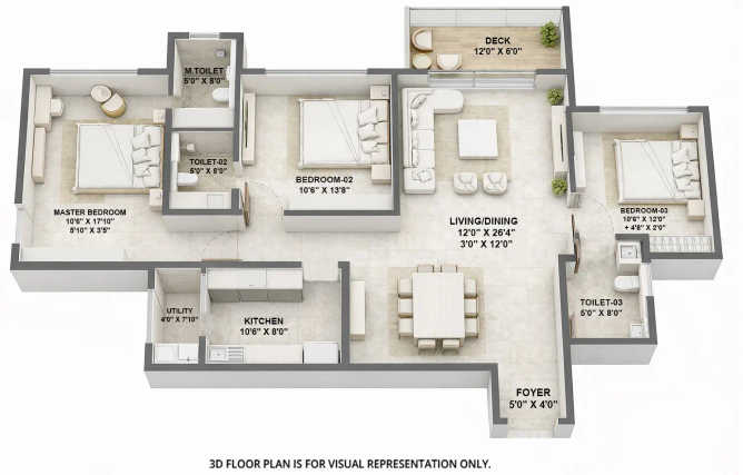 Lodha Camelot Kharadi - Floor plan 3 BHK 1270 Sq.ft