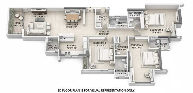 Rustomjee Ashiana Juhu - Floor plan 3 BHK 1578 Sq.ft