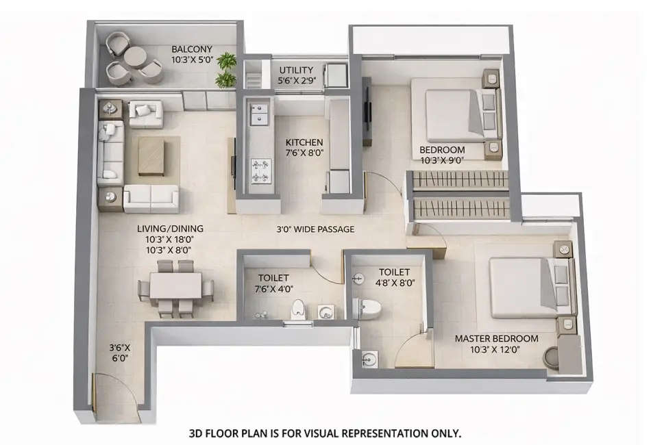 Floor plan for 2 BHK