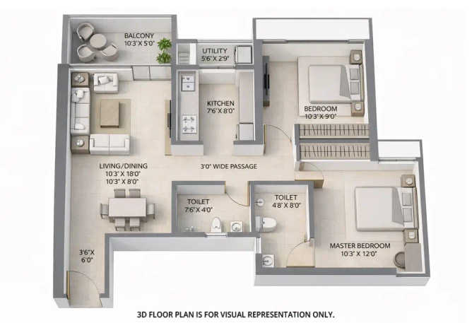 Kashish Park Iris Teen Hath Naka - Floor plan 2 BHK 754 Sq.ft