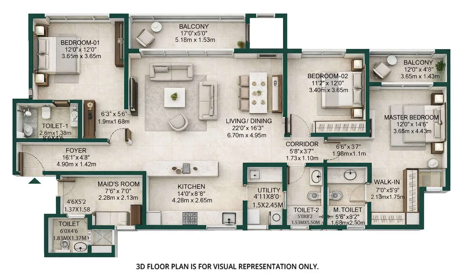 Floor plan for 3.5 BHK