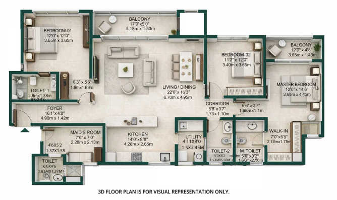 Godrej Woodscapes Nimbekayipura - Floor plan 3.5 BHK 2435 Sq.ft