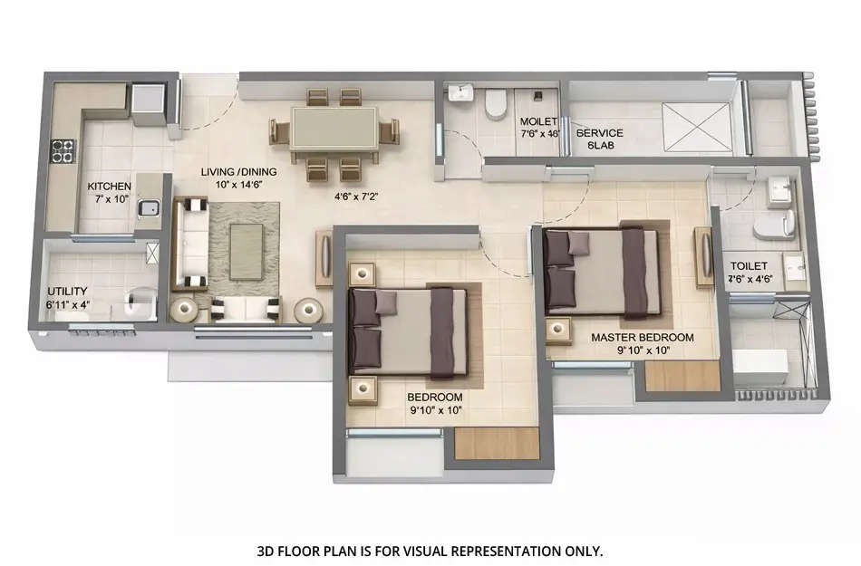 Floor plan for 2 BHK