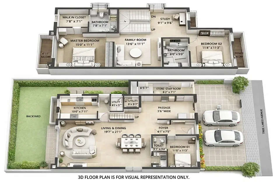 Floor plan for 3 BHK