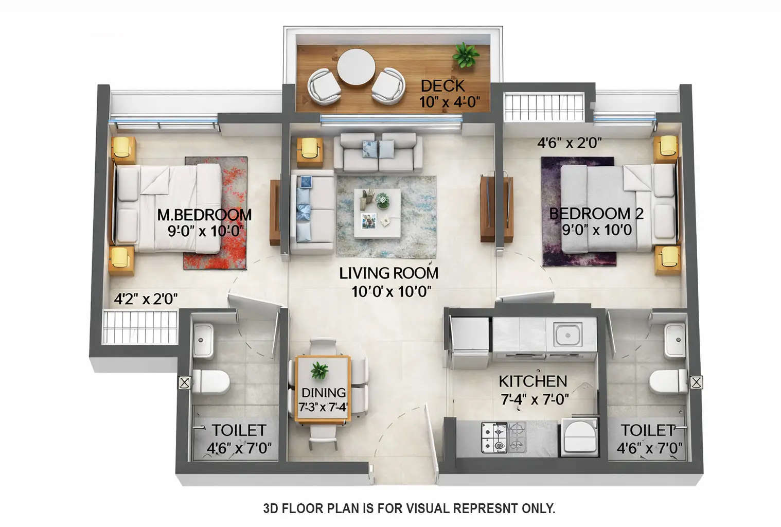 Floor plan for 2 BHK
