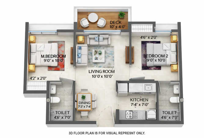 Lodha Evergreen Vikhroli - Floor plan 2 BHK 540 Sq.ft