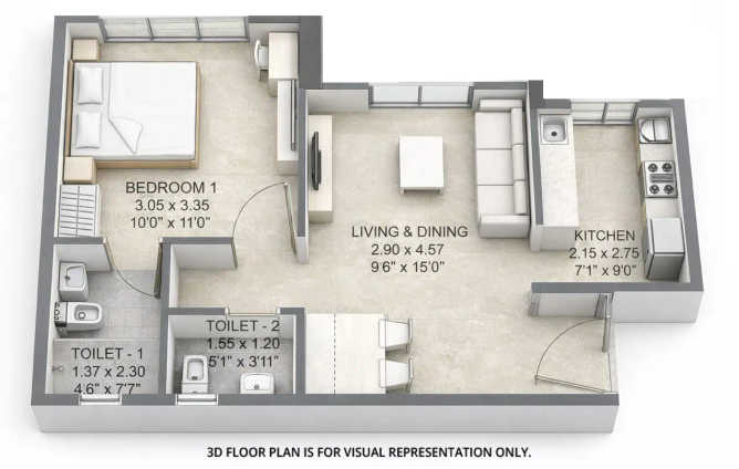 Kalpataru Vivant Andheri - Floor plan 1 BHK 435 Sq.ft