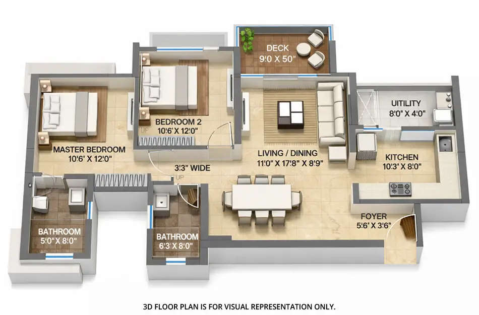 Floor plan for 2 BHK