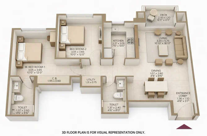 Hiranandani Belicia Panch Pakhadi - Floor plan 2 BHK 783 Sq.ft