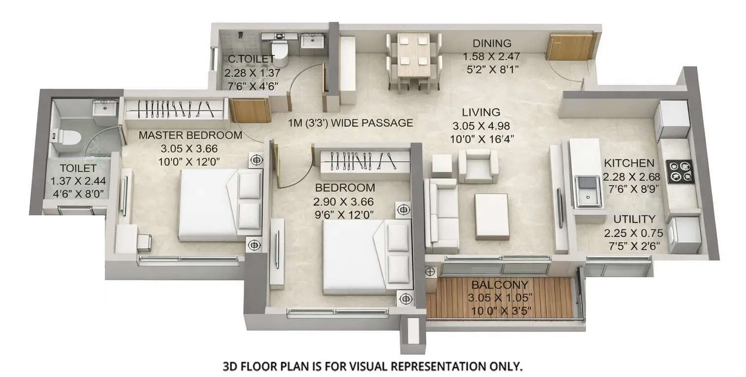 Floor plan for 2 BHK