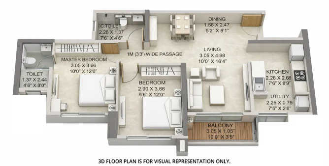 Kalpataru Srishti Namaah Mira Bhayandar - Floor plan 2 BHK 645 Sq.ft