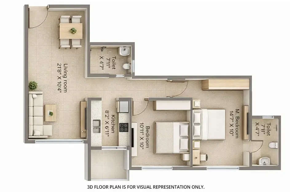 Floor plan for 2 BHK