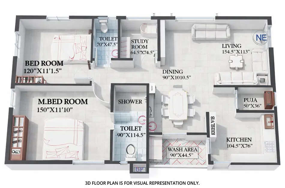 Floor plan for 2.5 BHK