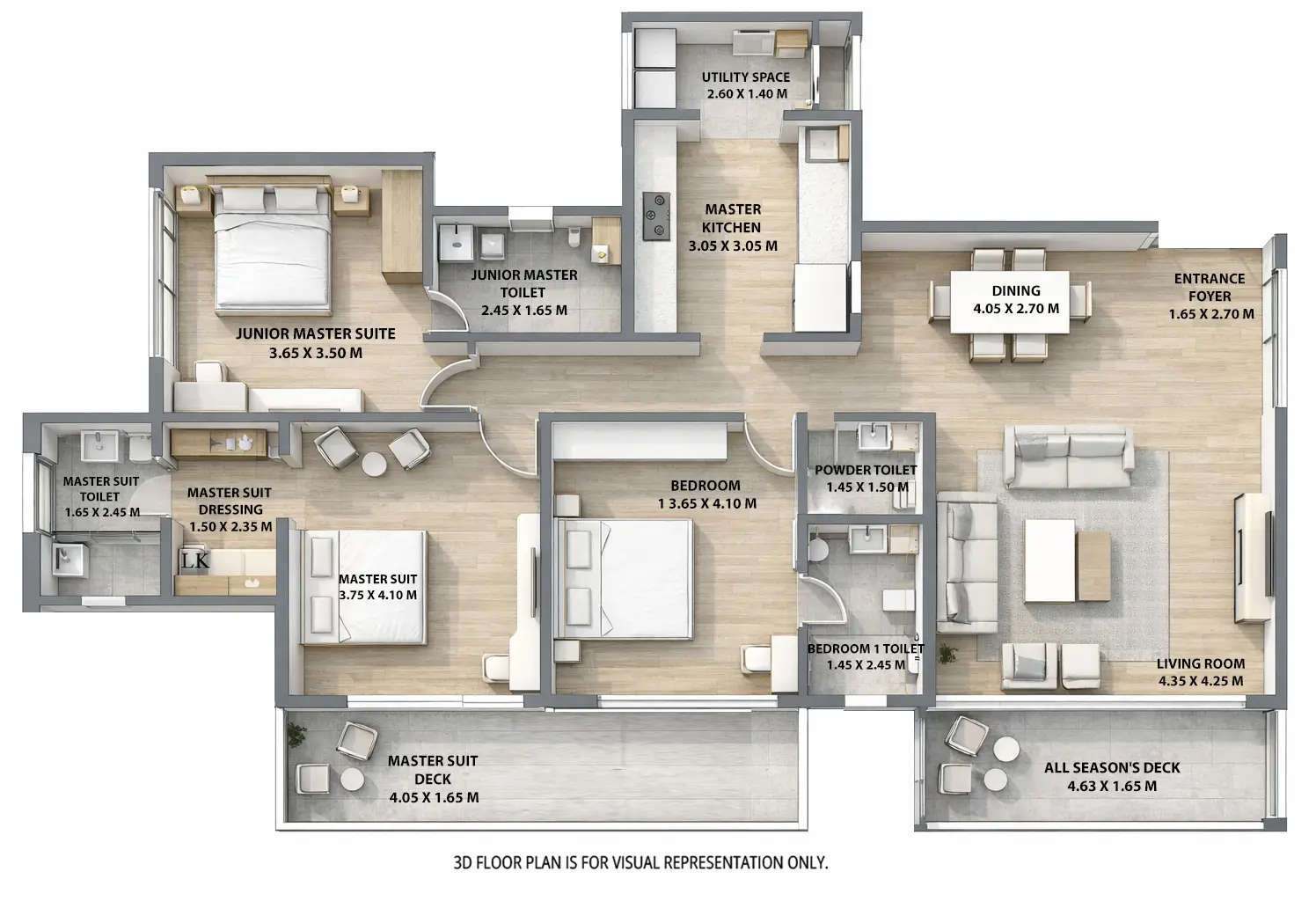 Floor plan for 3 BHK