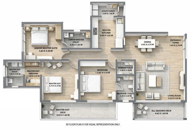 Kolte Patil 24K Manor Pimpri Chinchwad - Floor plan 3 BHK 1433 Sq.ft
