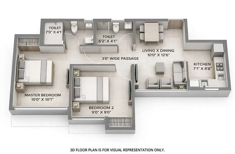 Floor plan for 2 BHK