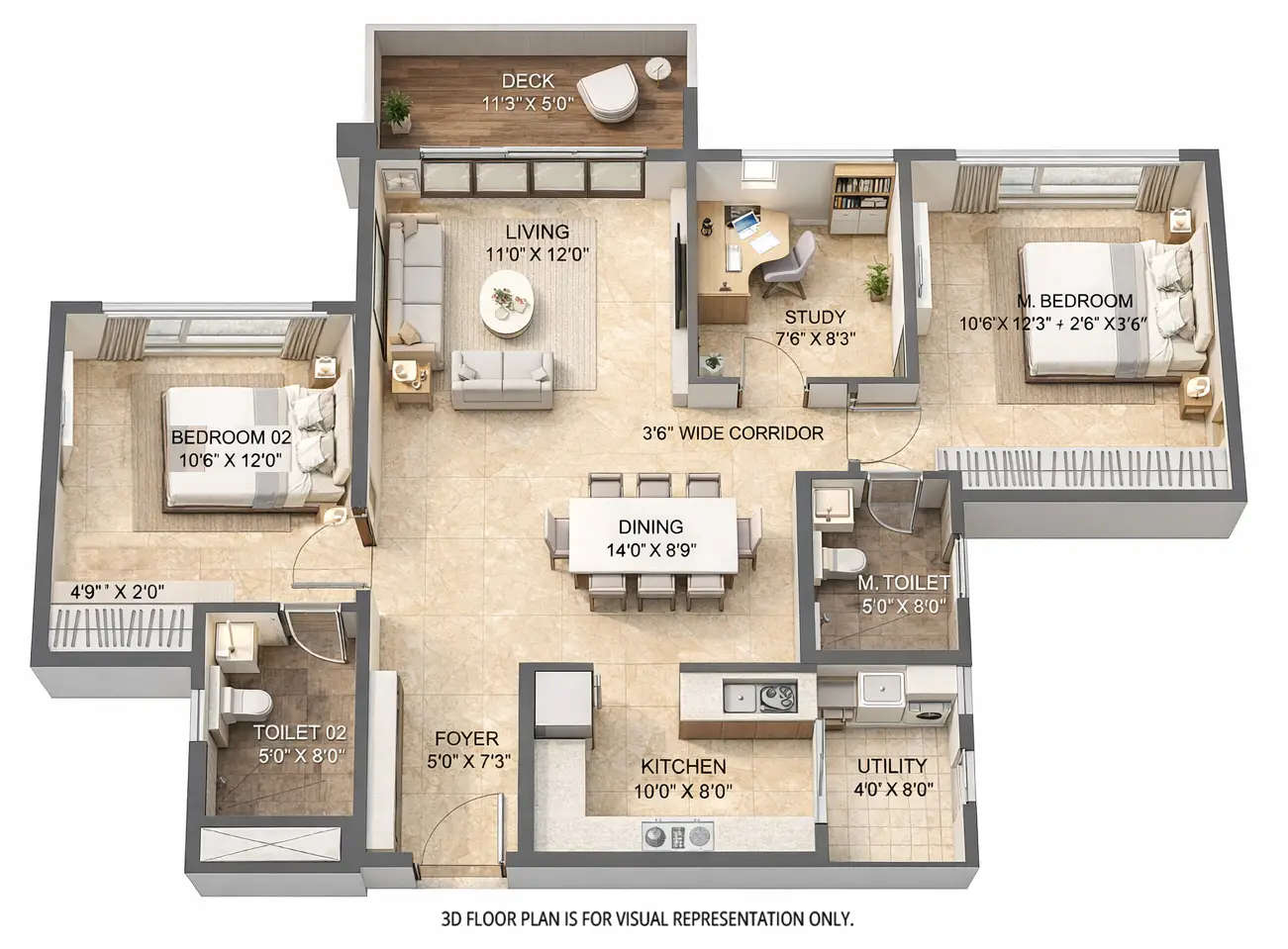 Floor plan for 2.5 BHK