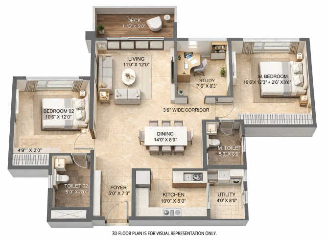 Lodha Mirabelle Sinthan - Floor plan 2.5 BHK 1350 Sq.ft