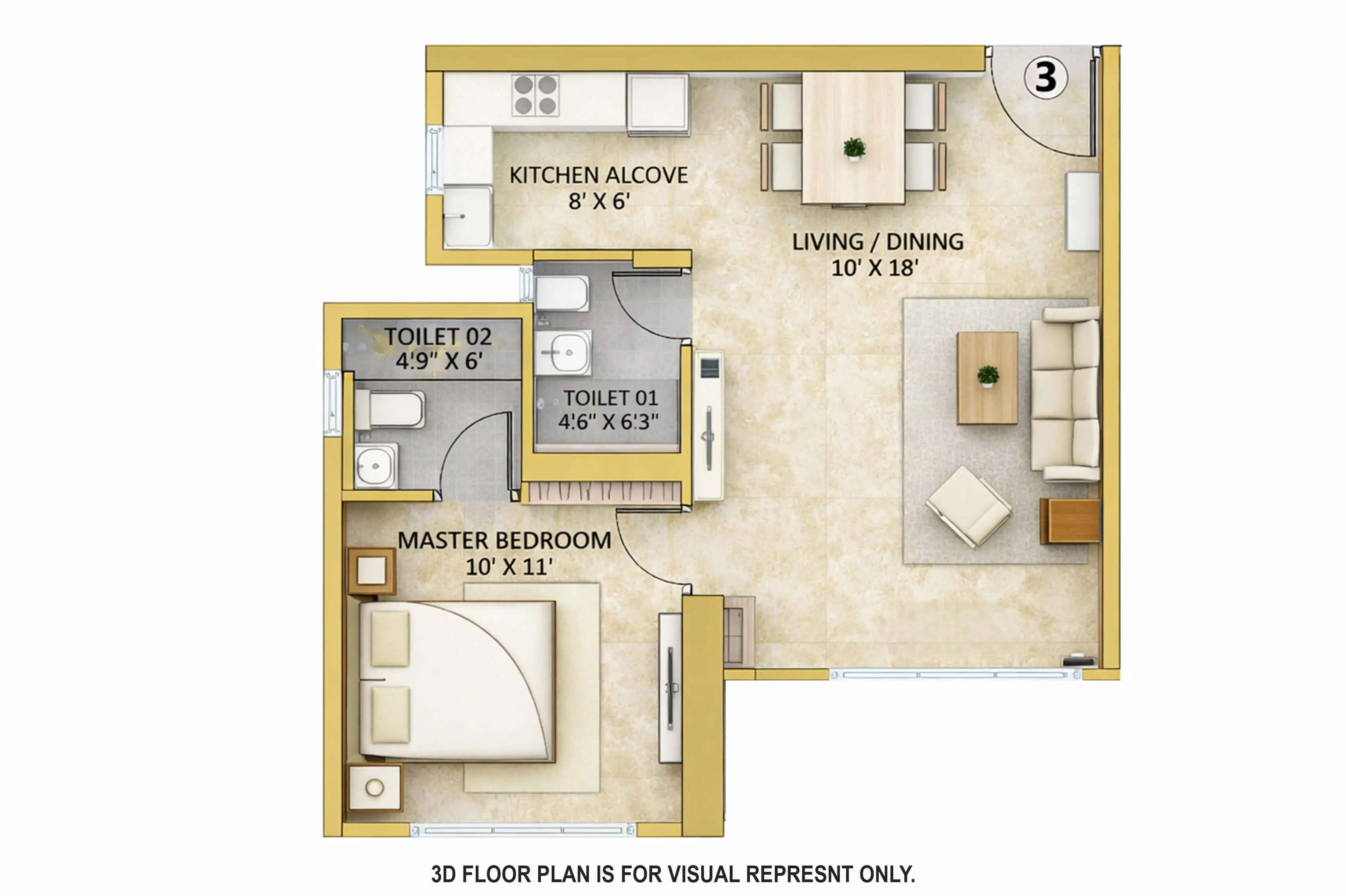 Floor plan for 1 BHK