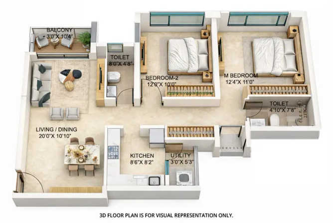 Purva Estrella Andheri - Floor plan 2 BHK 750 Sq.ft