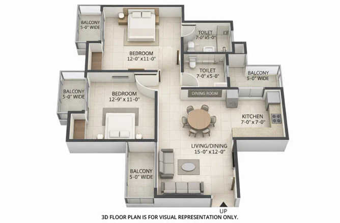 Dream Divine Karanjade - Floor plan 2 BHK 702 Sq.ft