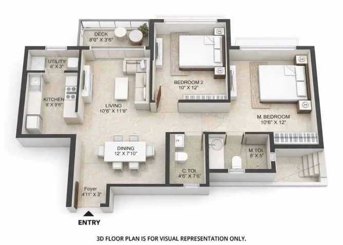 Mahindra Marina 64 Malad - Floor plan 2 BHK 758 Sq.ft