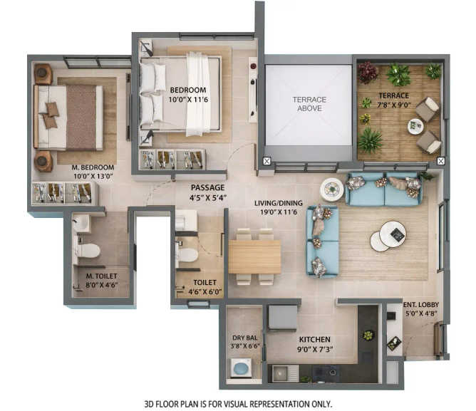 Shapoorji Pallonji Sensorium Hinjewadi - Floor plan 2 BHK 789 Sq.ft