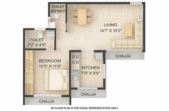 Codename Ultimate Bonanza Kharghar - Floor plan 1 BHK 409 Sq.ft
