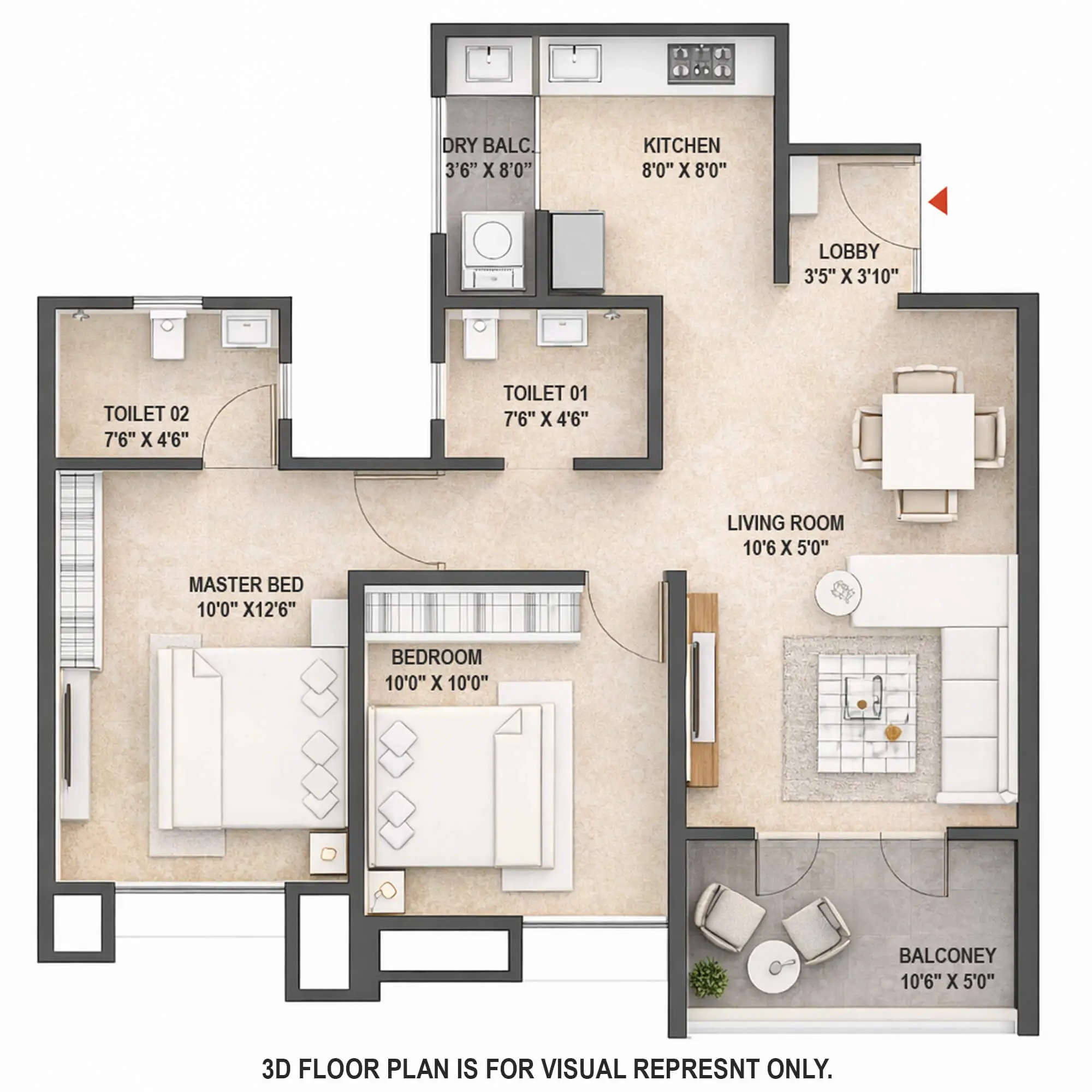 Floor plan for 2 BHK