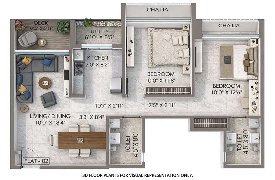 Floor plan for 2 BHK