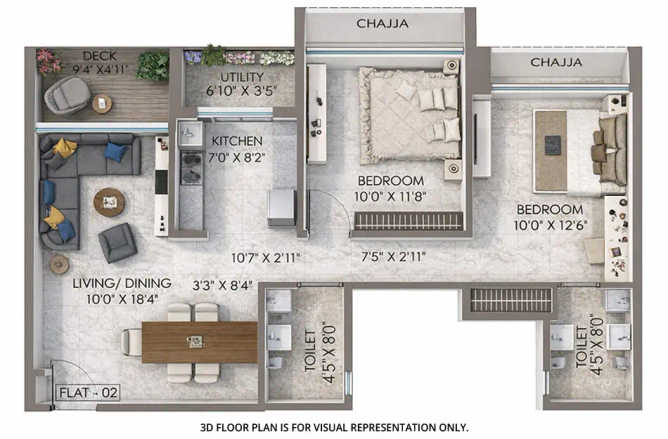 Kamdhenu Pinnacle Nerul - Floor plan 2 BHK  Sq.ft