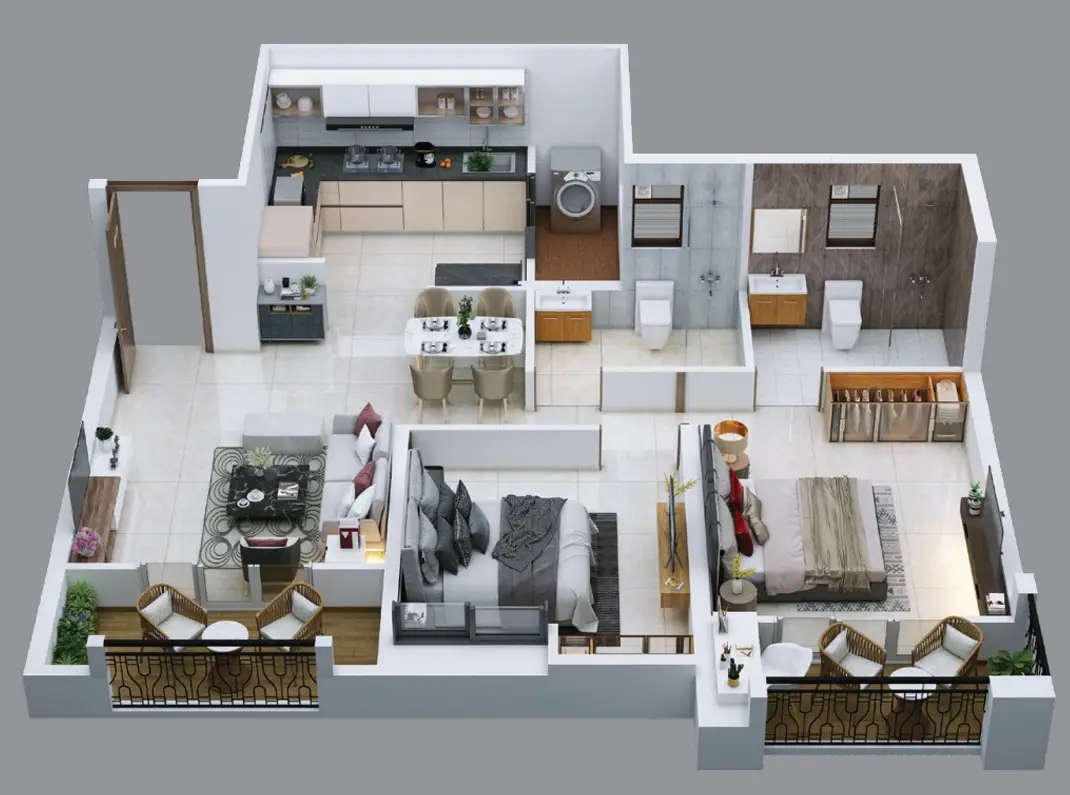 Floor plan for 2 BHK