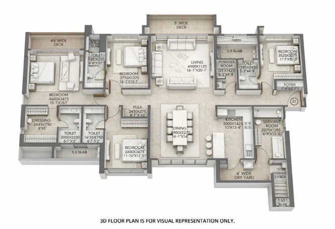 Raymond Invictus by GS Pokhran Road 1 - Floor plan 4.5 BHK 2417 Sq.ft