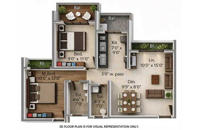 Today Euphoria Ulwe - Floor plan 2 BHK 409 Sq.ft