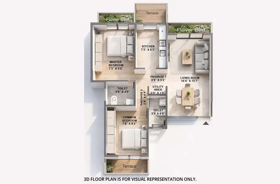 Floor plan for 2 BHK