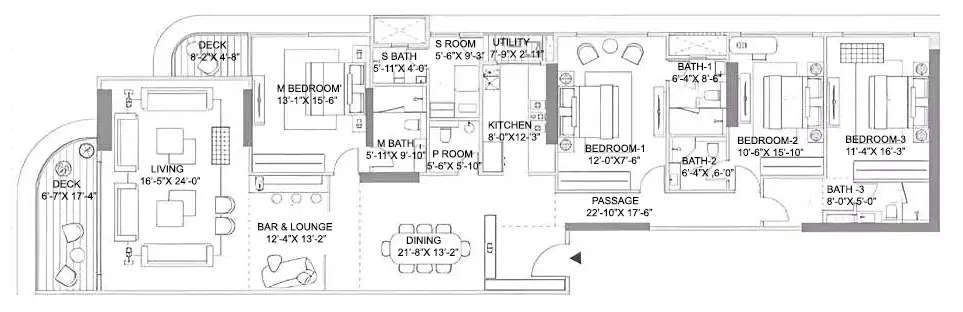 Floor plan for 4 BHK