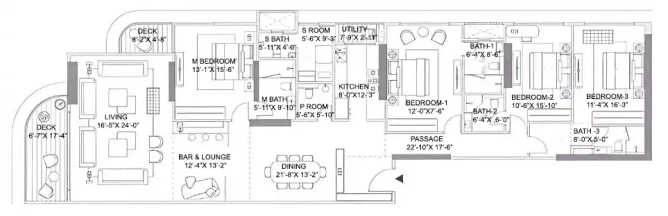 Rustomjee Ocean Vista Andheri - Floor plan 4 BHK 2394 Sq.ft