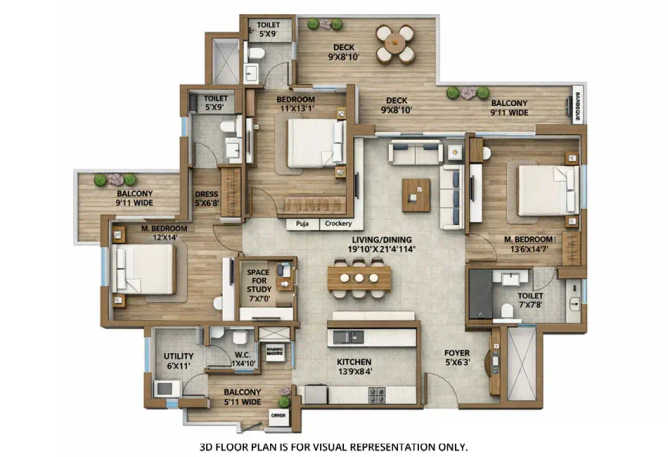 Smartworld One DXP Sector 113 Gurgaon - Floor plan 3.5 BHK 2450 Sq.ft