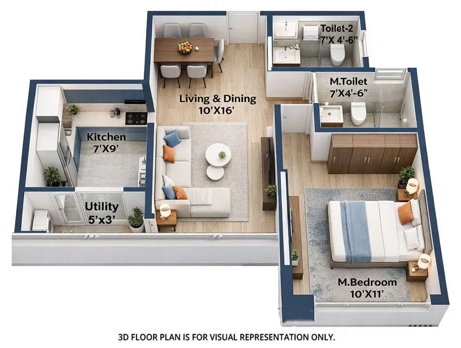 Floor plan for 1 BHK