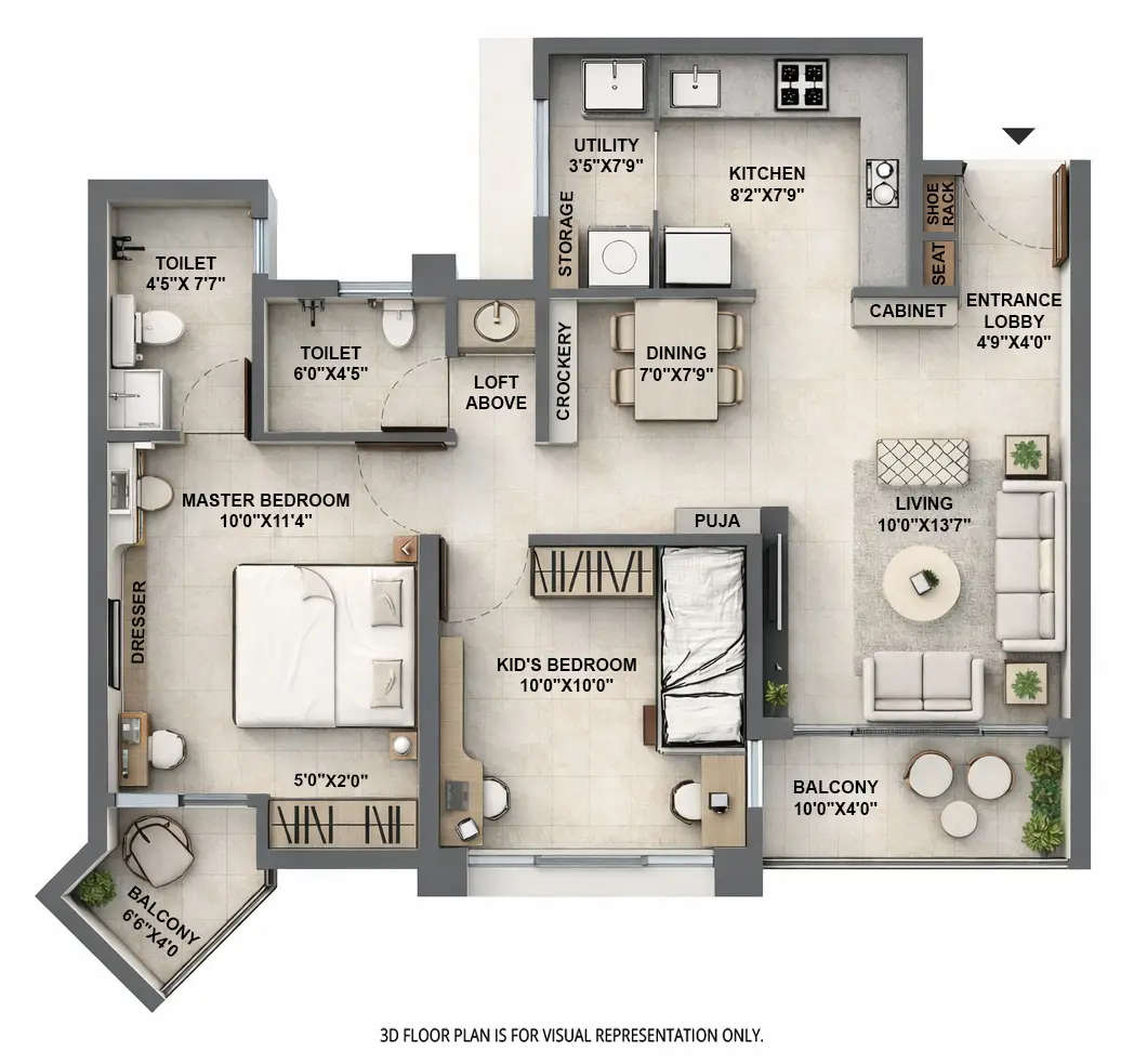 Floor plan for 2 BHK